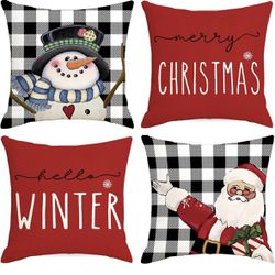Christmas Throw Pillow Covers 18X18 Set Of 4