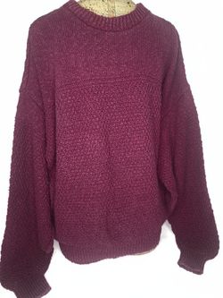 RARE Bon Jour Chunky Knit Cotton Sweater 1980s