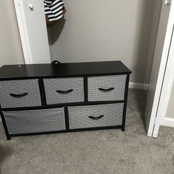 Concept Extra Wide Dresser Storage Tower,5 Drawers of Easy-Pull Fabric Bins,
