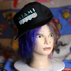 Vintage Miami Vice Black Trucker Hat Snapback Cap