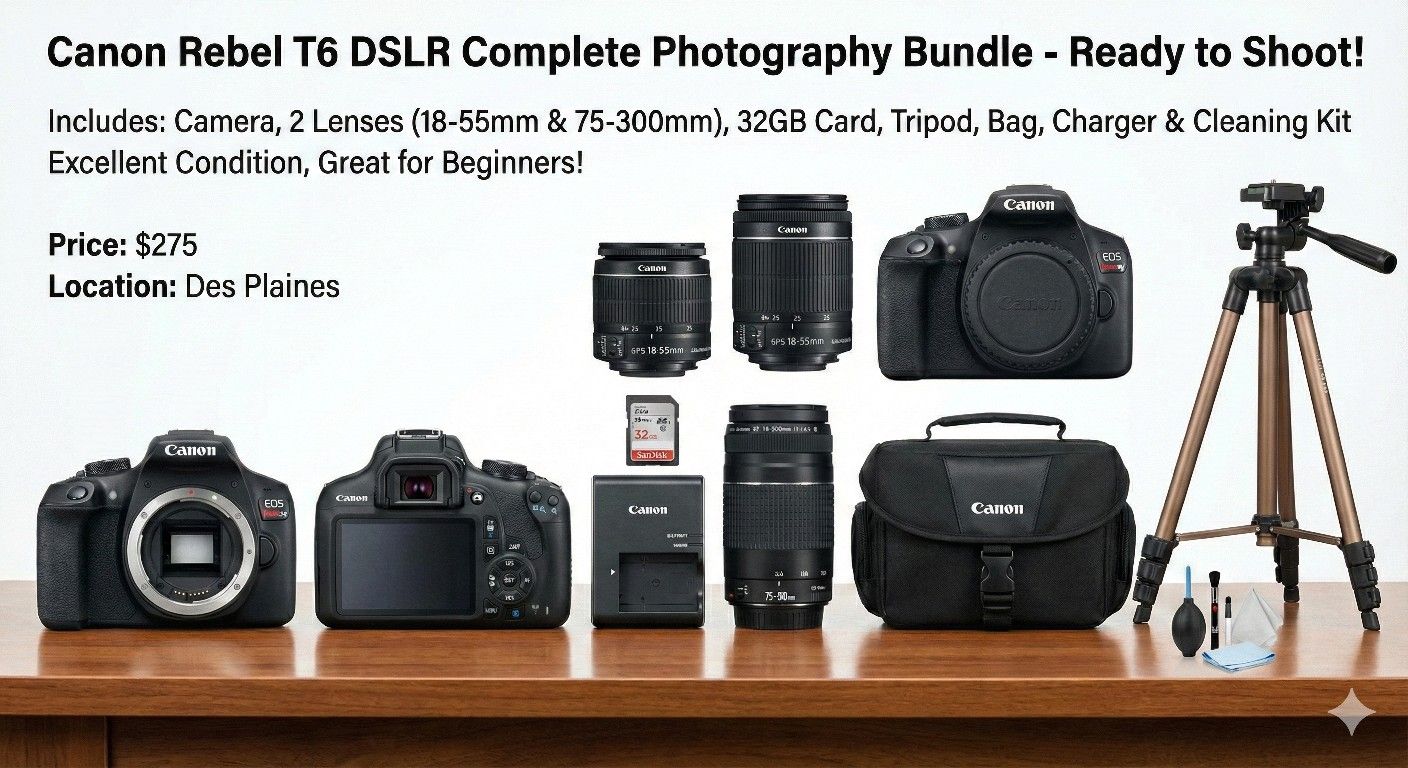📸 Canon Rebel T6 Complete Photography Bundle - 2 Lenses, Tripod & Extras!