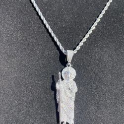 San Judas Moissanite Pendant With Chain