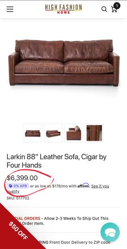 Larkin 88" Leather Sofa/ Chair Cigar Set