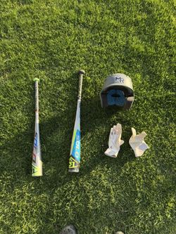 Baseball Helmet,gloves,2 Bats