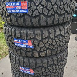 (4) 33x12.50r20 Delium A/T Tires 33 12.5 20 Inch AT 12-ply F Rated 