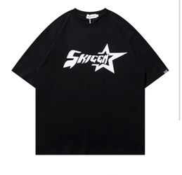 1988 Streetwear American Alphabet Star Print T-shirt Harajuku Vintage Red Men's Women's Y2K Casual Tops With Base Men's Clothing