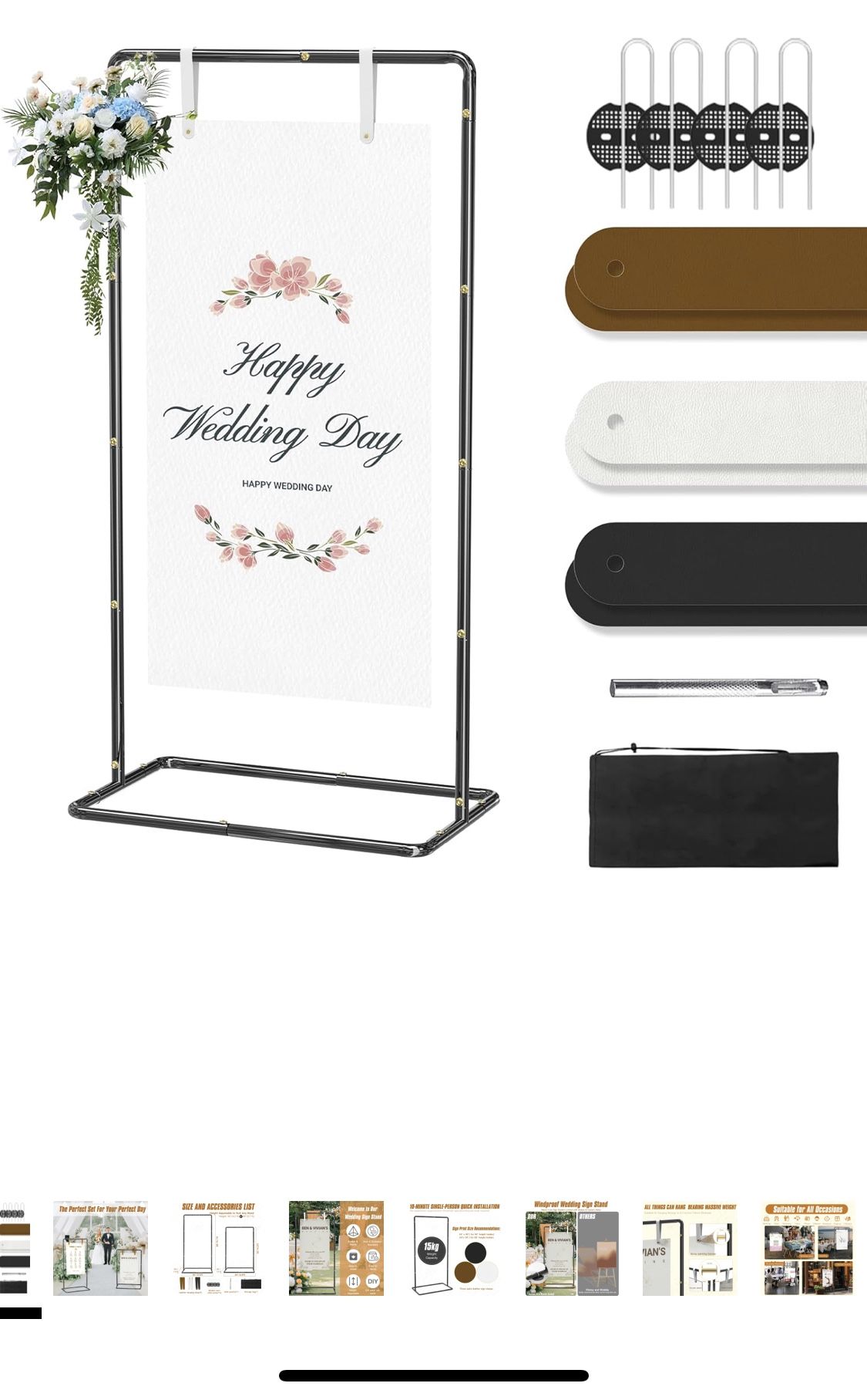 Blcak Wedding Sign Holder Adjustable  X(14)
