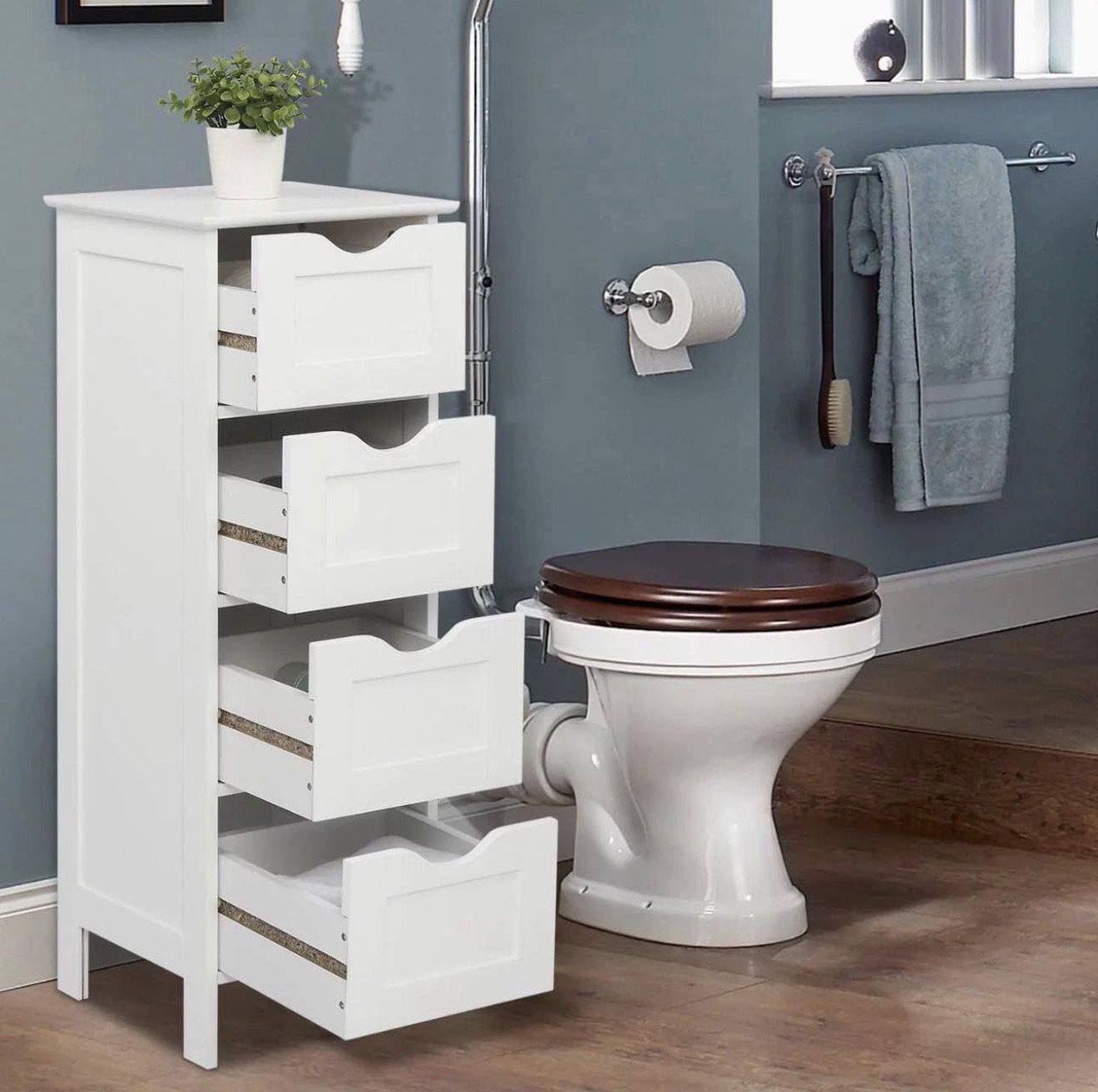 Floor Bathroom Cabinet with 4 Drawers Storage Cabinet Organizer Home Cabinet