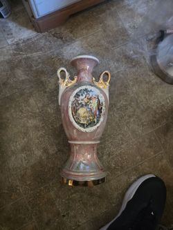 Pink Porcelain Vase with Gold Accents