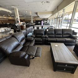 Brown 3 Piece Recliner Set Sofa Loveseat Chair 