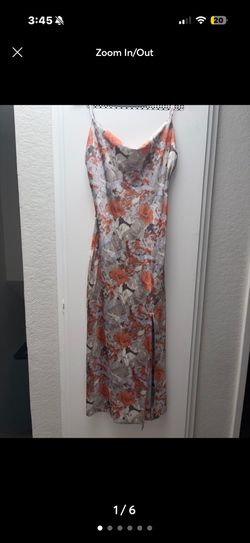 Floral Satin Slip Cowl Neckline Dress
