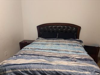 Queen Bed Frame with Tufted Headboard