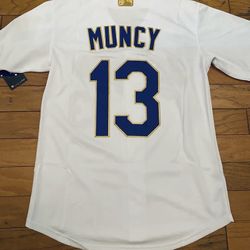 Muncy White Gold Dodgers Jersey