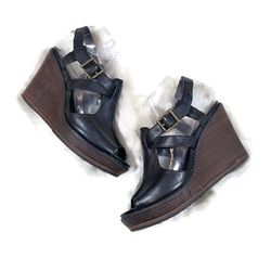 Timberland Earthkeepers Black Danforth Wedge Sandals