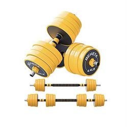 New 2 In 1 Adjustable Dumbbell Barbell 88lb Weights Set
