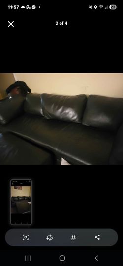 Dark Green Leather Sectional Sofa