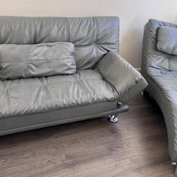 Faux Leather Armless Sofas 
