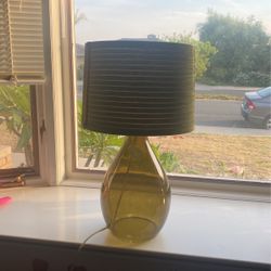 Hunter Green Lamp And  Beige  Silver Lamp