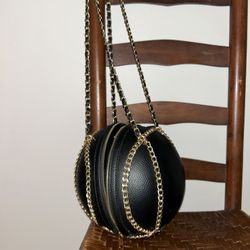 Black Basketball Crossbody Purse – Gold Chain Detail