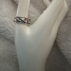 Vintage 9g Sterling Spinner Ring with Leaf Design, Size 10 (Unisex) 