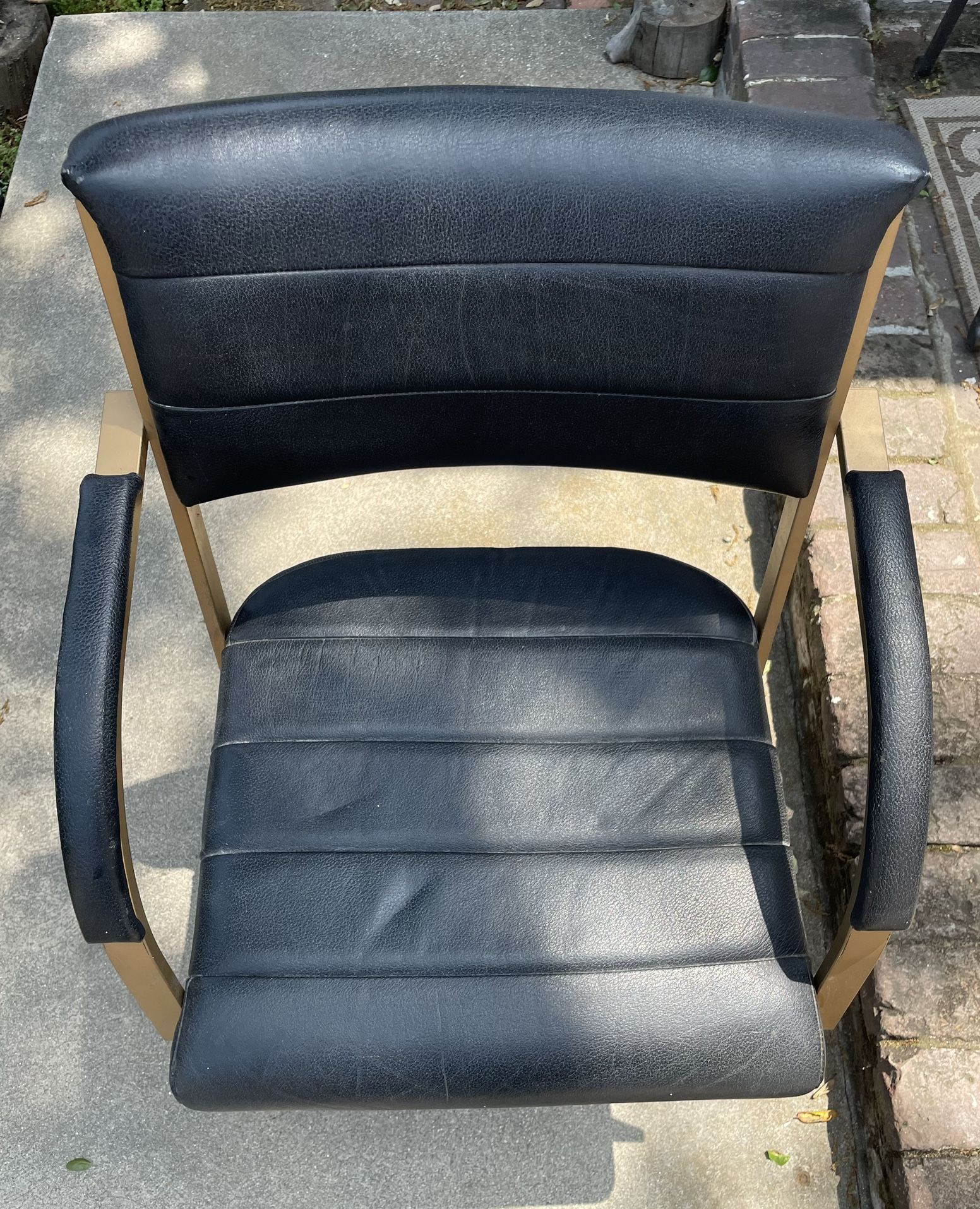 Mid Century leather & metal armchair