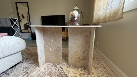 2 Travertine Side Tables