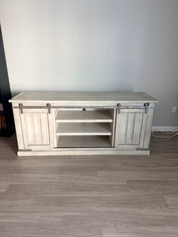Farmhouse TV Stand with Sliding Barn Doors