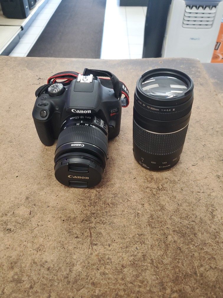 Canon EOS Rebel T7 W/ 18-55 & 75-300mm Camera