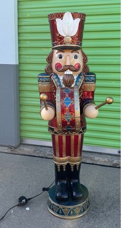 5 Ft Animated Musical Nutcracker Drummer with LED Lights – New