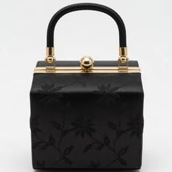 Black Satin Box Purse 4" Cube