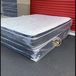 NEW QUEEN SIZE PILLOWTOP MATTRESS AND BOX SPRING 80x60” - 2PC