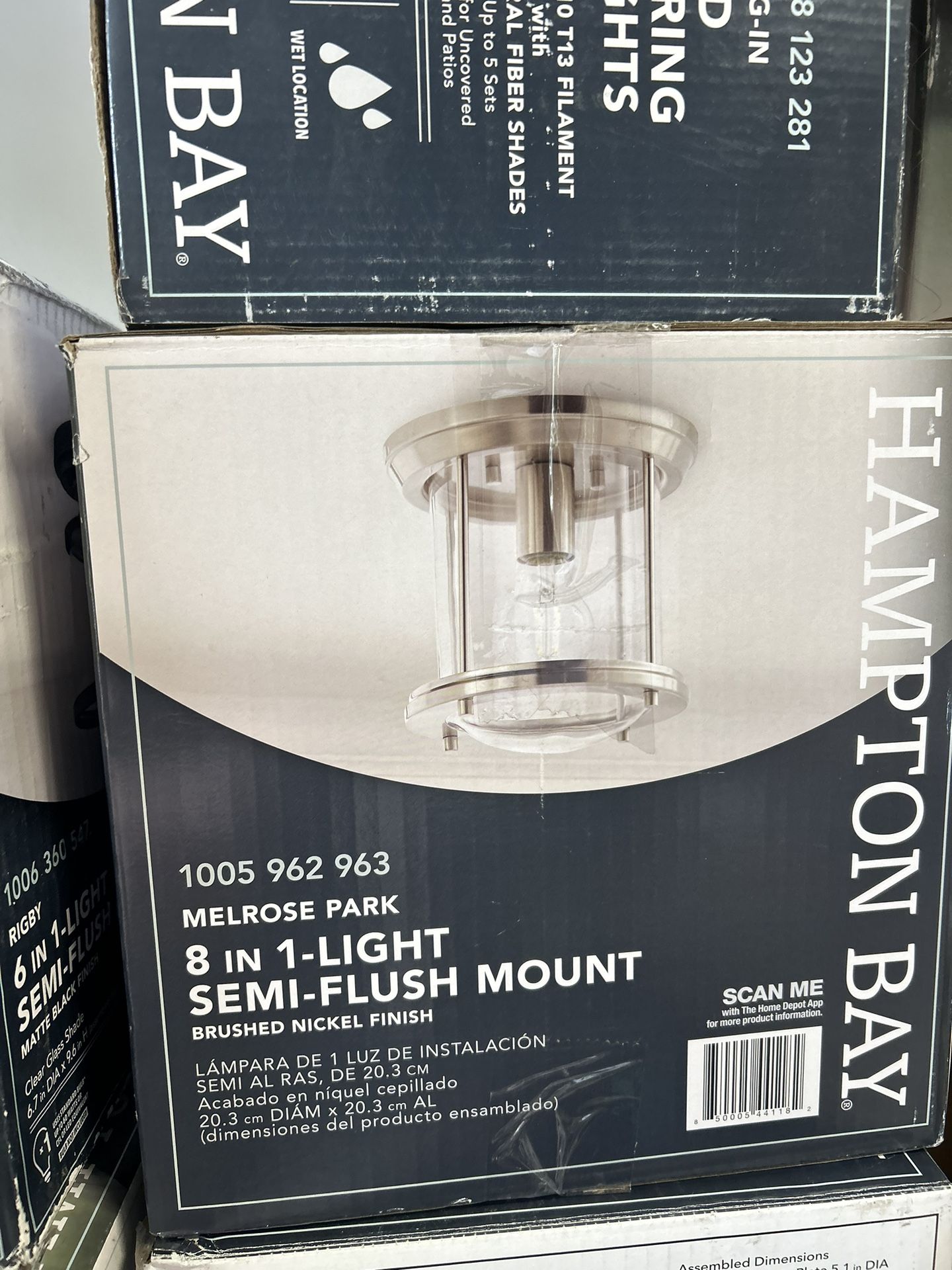Hampton Bay 8 in 1-Light Semi-Flush Mount Light