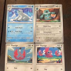 Pokemon TCG Series 2023 Beartic 054/197, Bronzong 145/197 , 2x Flamigo 185/197 , 165/198