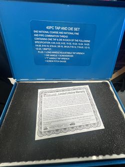 Pittsburgh Tap and Die Set 40 Piece Large Sizes Std & Metric NEW in Metal Box