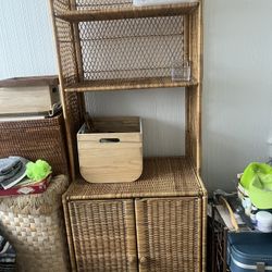 Rattan and wicker wrapped Shelving Piece