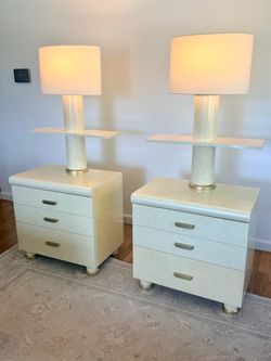 Vintage Italian Nightstands with Built-In Lamps – Pair