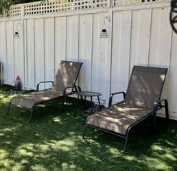 2 Chaise Outdoor Lounge Chairs + Outdoor Table
