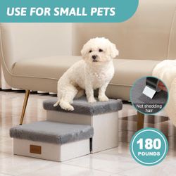 Pet Stair for Small Dogs with Storage, Foldable Dog Ramp with Soft Cover, Older Cat Steps for Chair Couch Sofa, Lightweight, Comfort, 19.7x13x9.6 inch