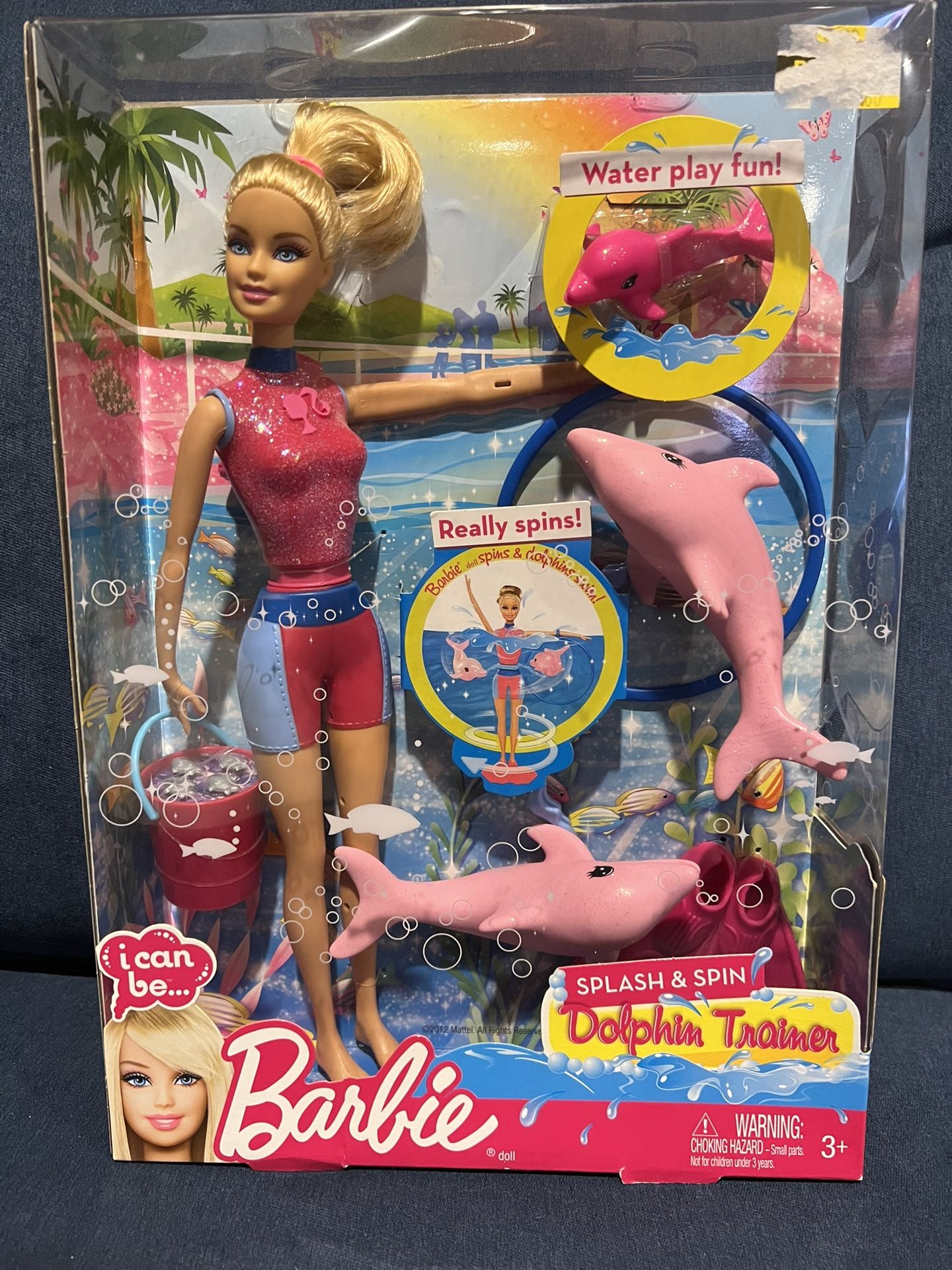 NEW BARBIE I CAN BE DOLPHIN TRAINER SPLASH + SPIN BATH TOY WATER PLAY
