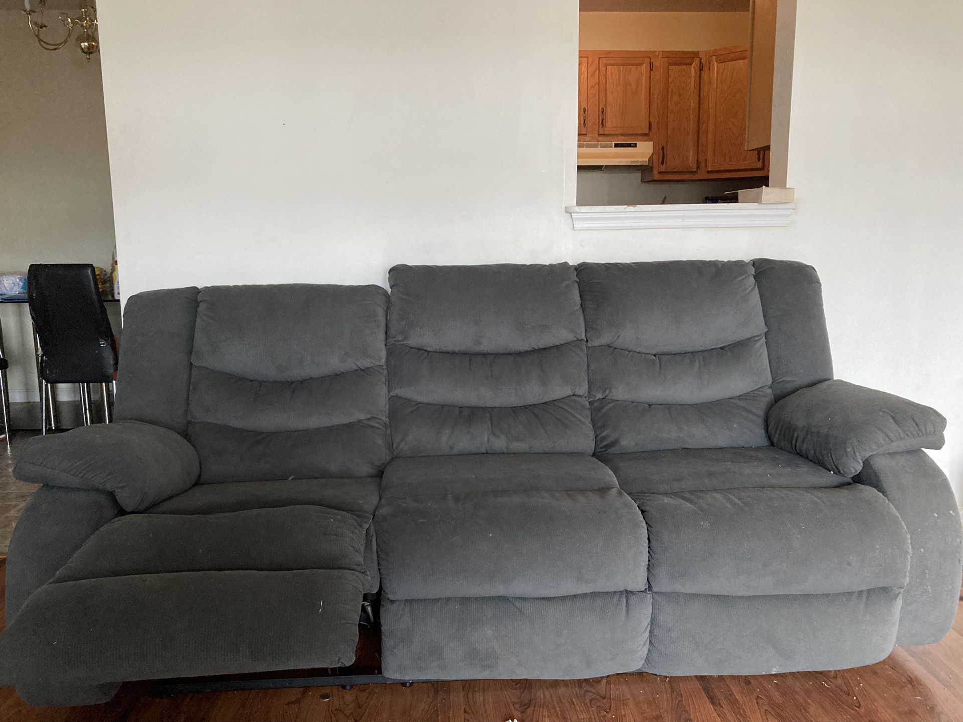 Greyish Blue Reclining Couch