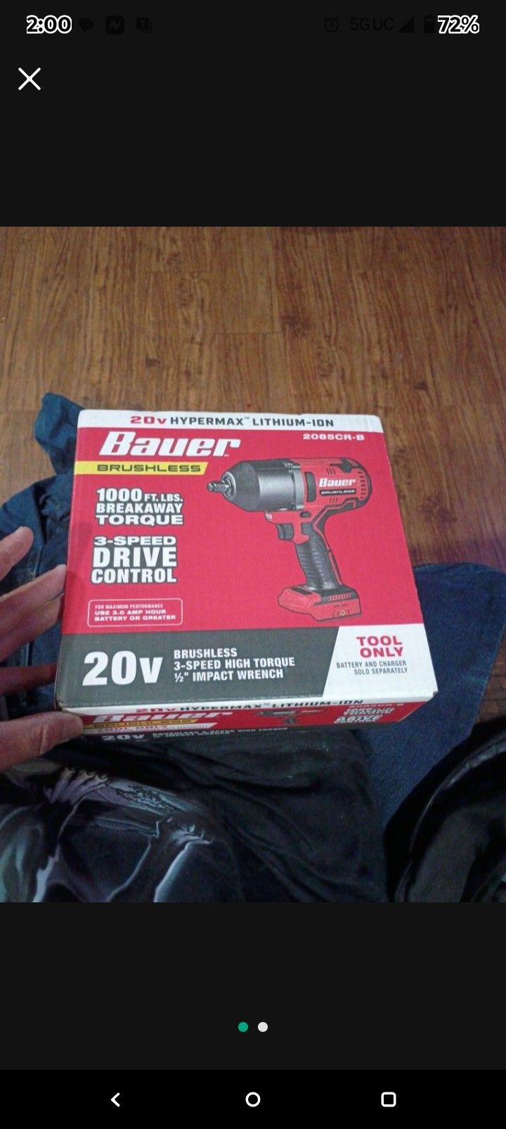 Brand New Bauer 20V Brushless 3 Speed High Torque 1/2 Impact Wrench