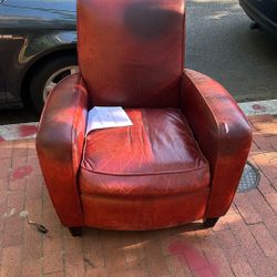 FREE Crate And Barrel Leather Sofa And Matching Armchairs 