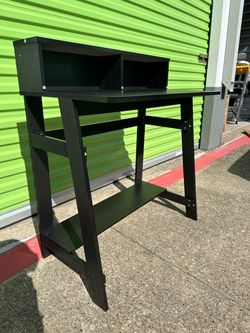 Black Wood Computer Desk with Hutch