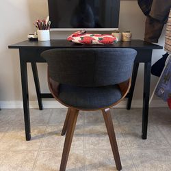 Desk,  MCM Chair And Monitor 