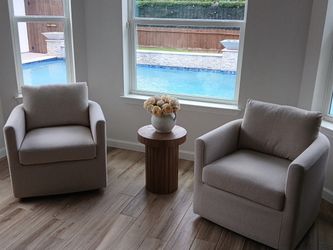 Swivel chairs, beige linen