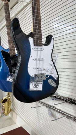 This is a beginner-style electric guitar