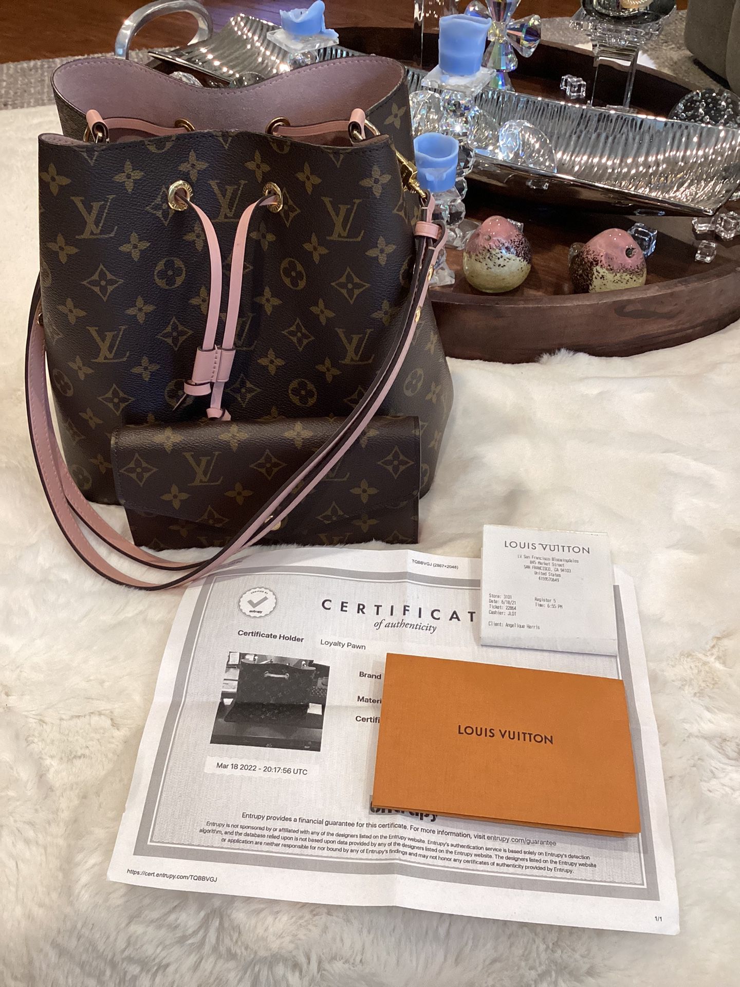 Louis Vuitton neo noe rose pink  and matching wallet (great Gift For Mother’s Day)