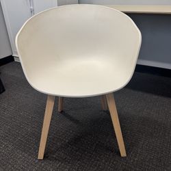 Modern White Accent Chair – Wood Legs