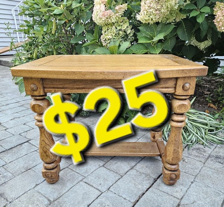 Rustic Hand Carved End Table