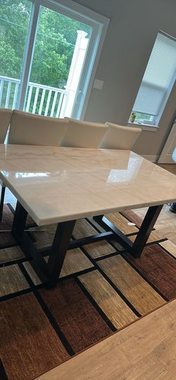 Marble dining table and 6 chairs